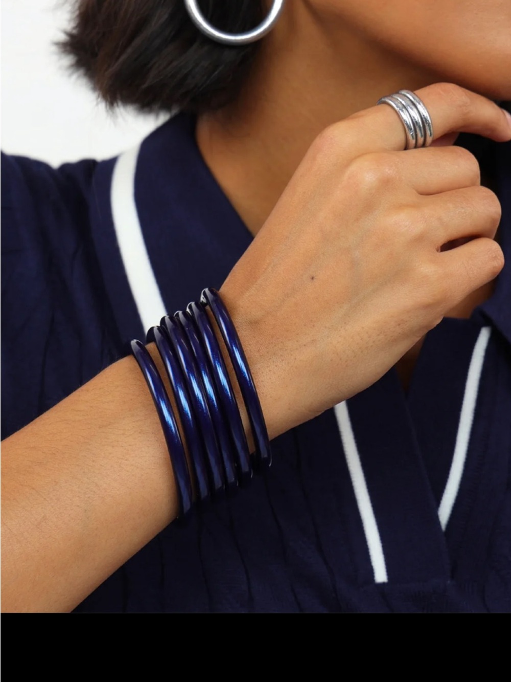Budhagirl NEW color midnight set of three bangles sz L